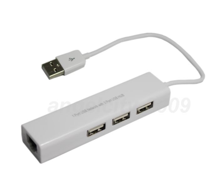  10/100Mbps USB 2.0/1.1 LAN RJ-45 Ethernet Network Adapter 3 Port USB Hub